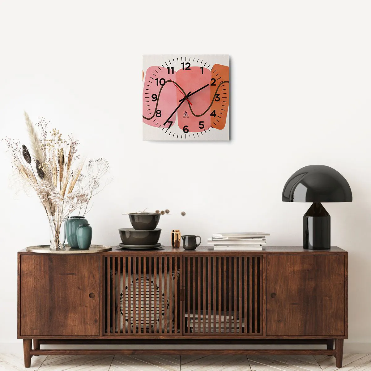 Orologio da parete - Orologio in Vetro - Il delicato movimento delle forme - 40x40 cm