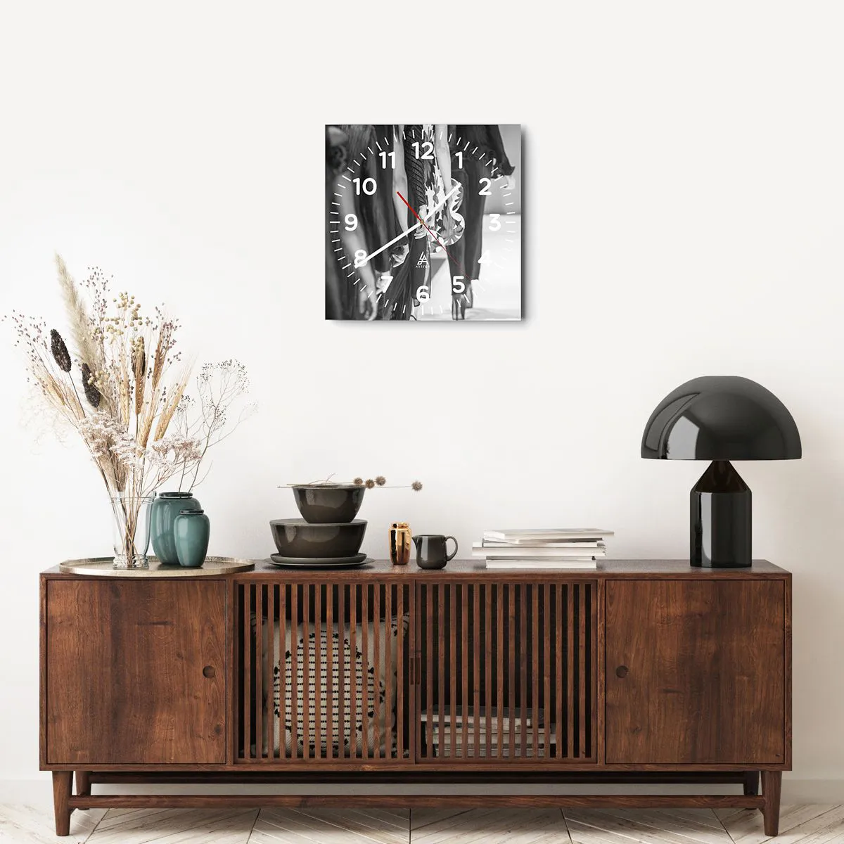 Reloj de pared - Reloj de vidrio - Un desfile con estilo - 40x40 cm