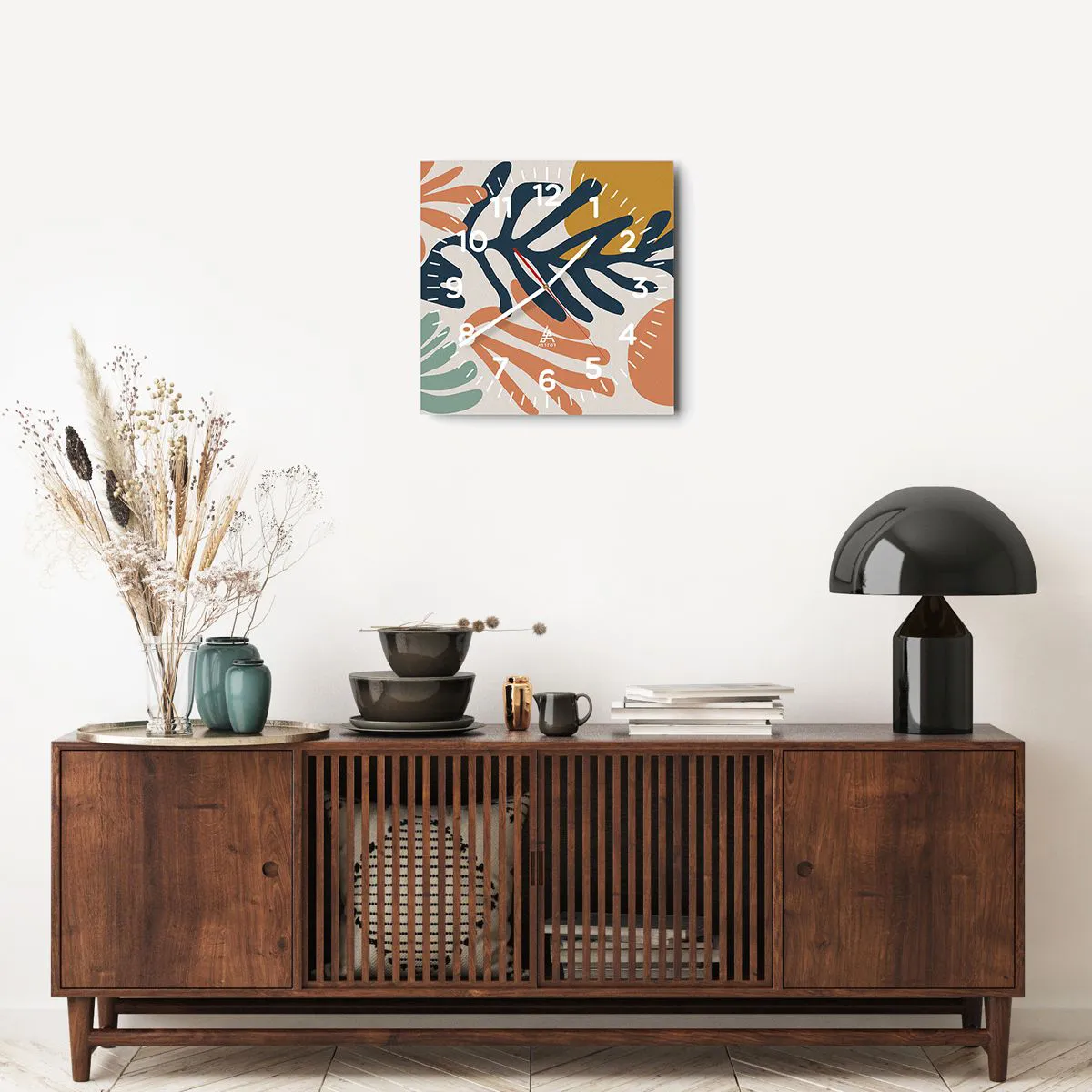 Relógio de parede - Relógio em vidro - Mares de coral - 40x40 cm