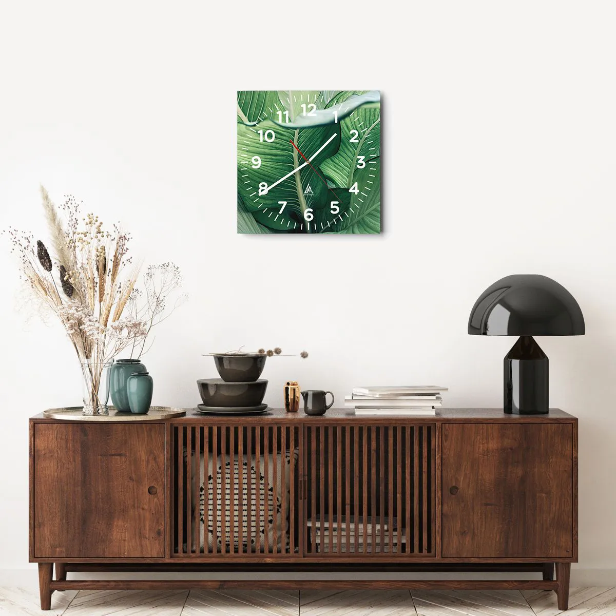 Reloj de pared - Reloj de vidrio - Vida intensamente verde - 40x40 cm