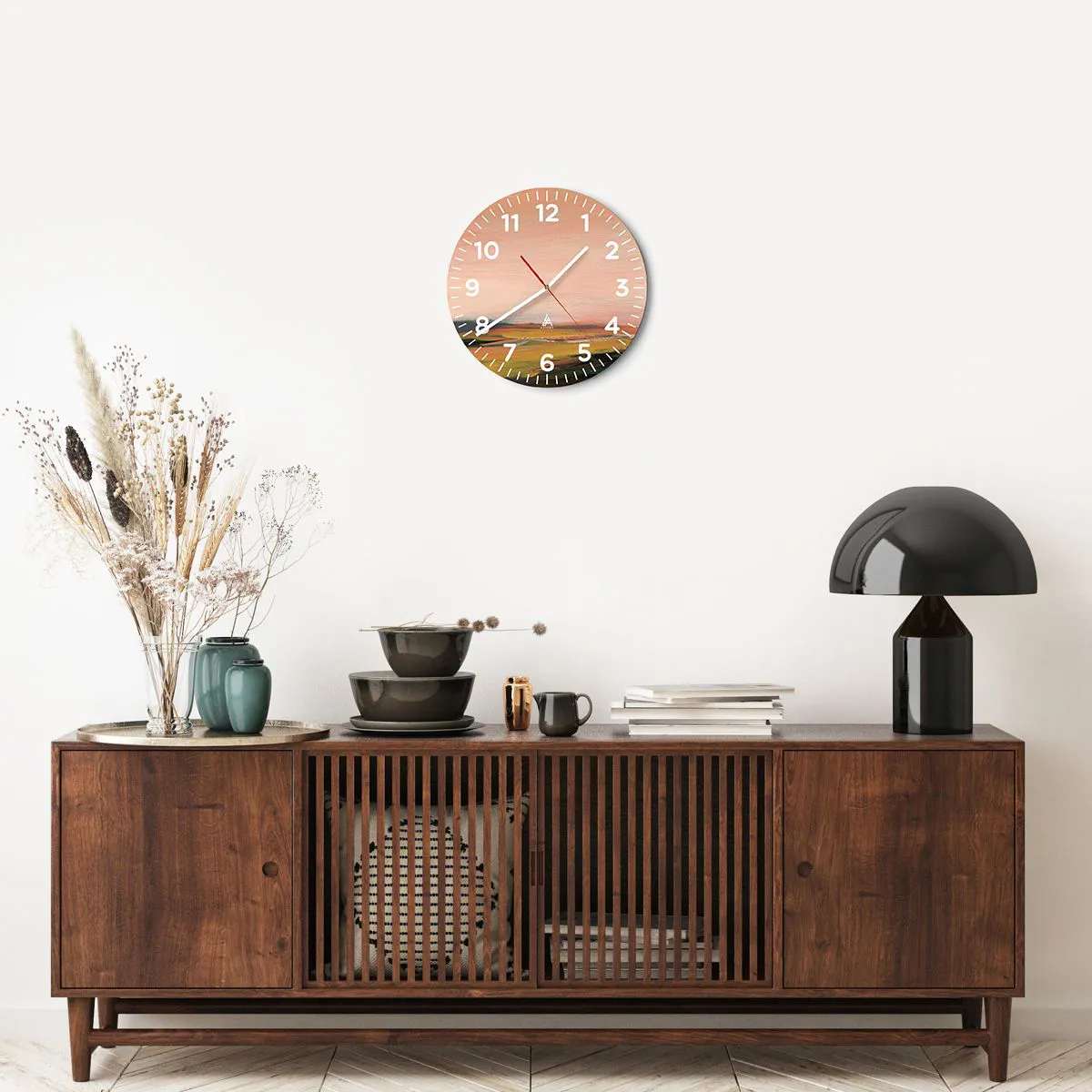 Wanduhr - Glasuhr - In Rosatönen - 30x30 cm