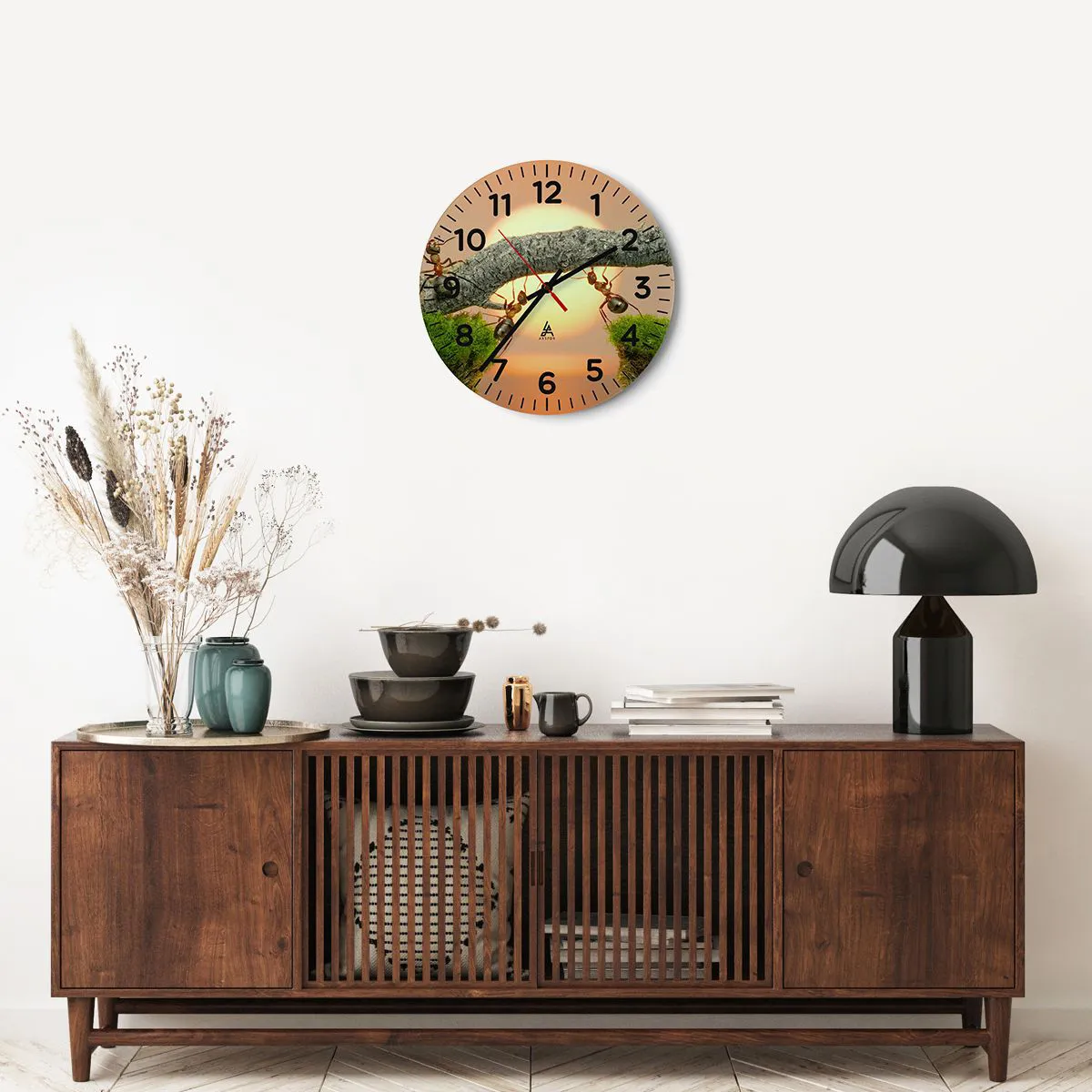 Reloj de pared - Reloj de vidrio - Trabajar juntos con alegría - 40x40 cm
