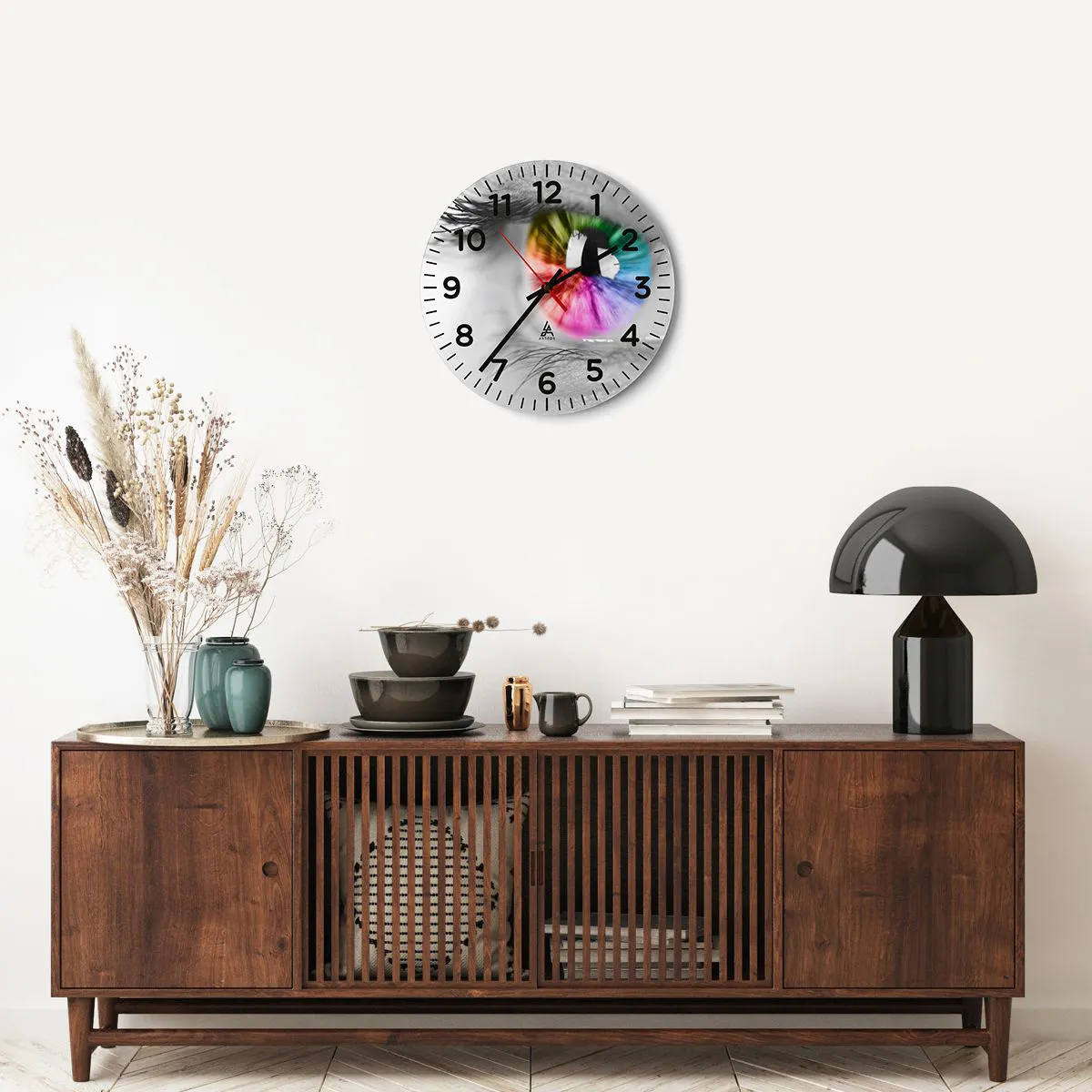 Reloj de pared - Reloj de vidrio - Ver el mundo en color - 40x40 cm