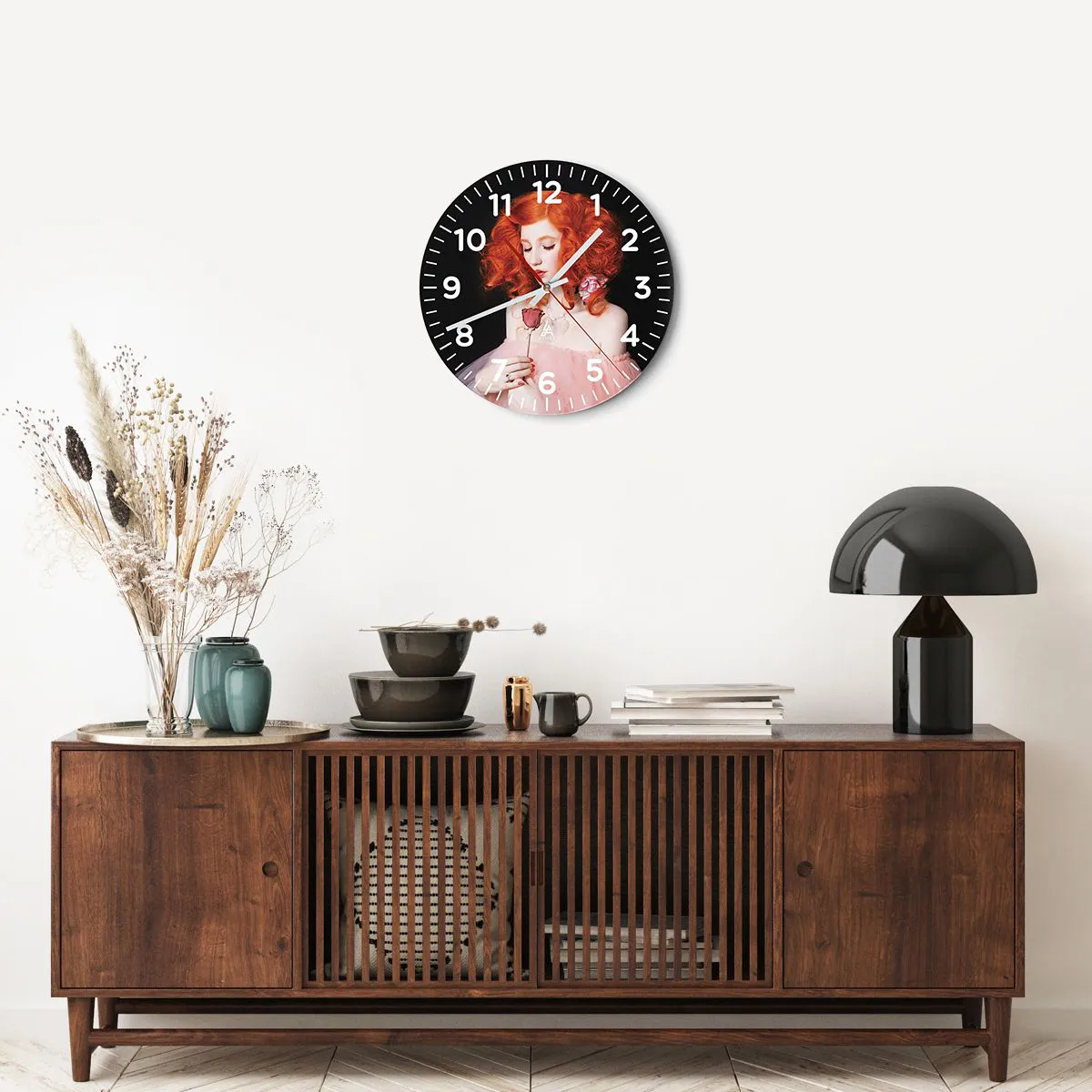 Ceas de perete - Ceas pe sticlă - În stil baroc - 40x40 cm