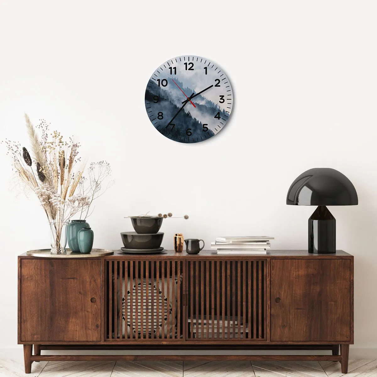 Wall clock - Clock on glass - Mysticism of the Mountains - 40x40 cm
