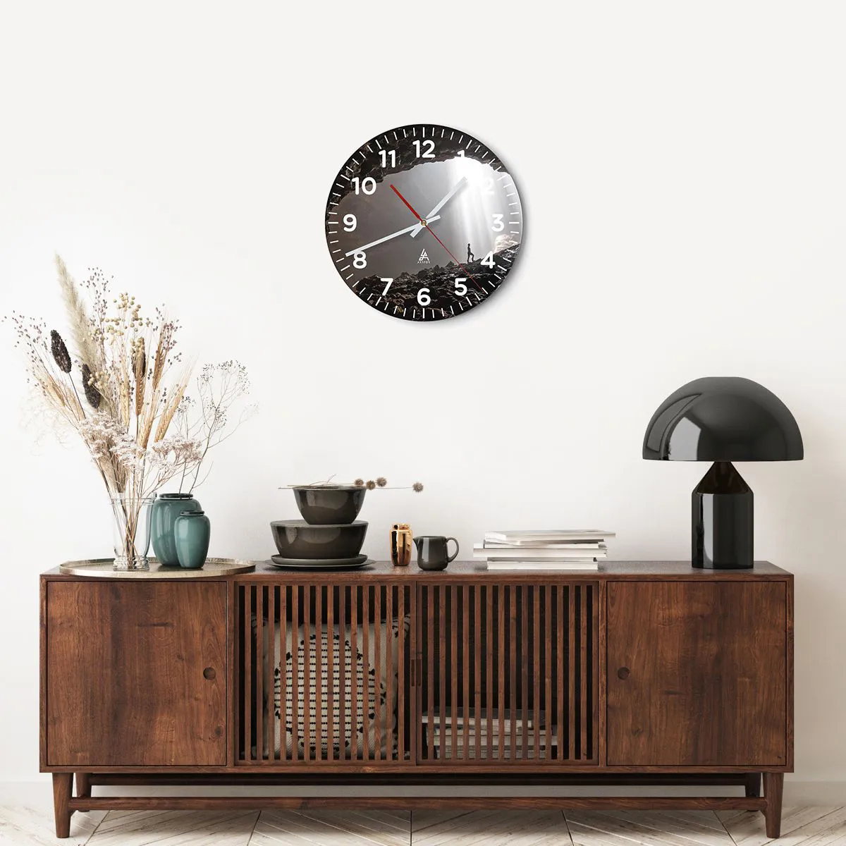 Ceas de perete - Ceas pe sticlă - Grota luminoasă - 40x40 cm