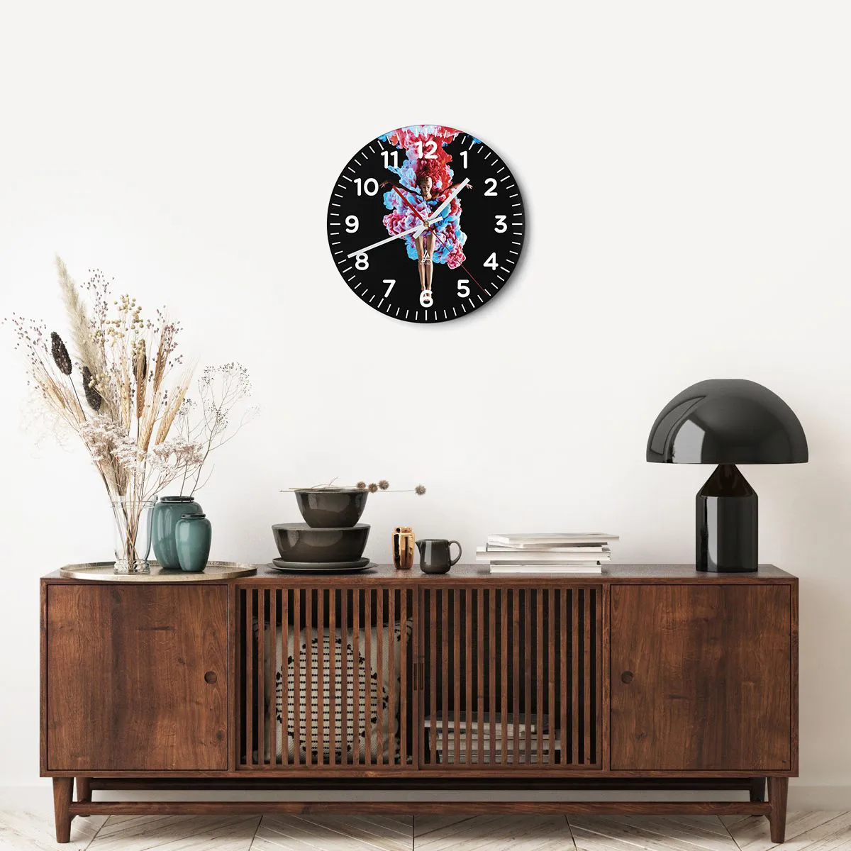 Wanduhr - Glasuhr - In voller Blüte - 40x40 cm