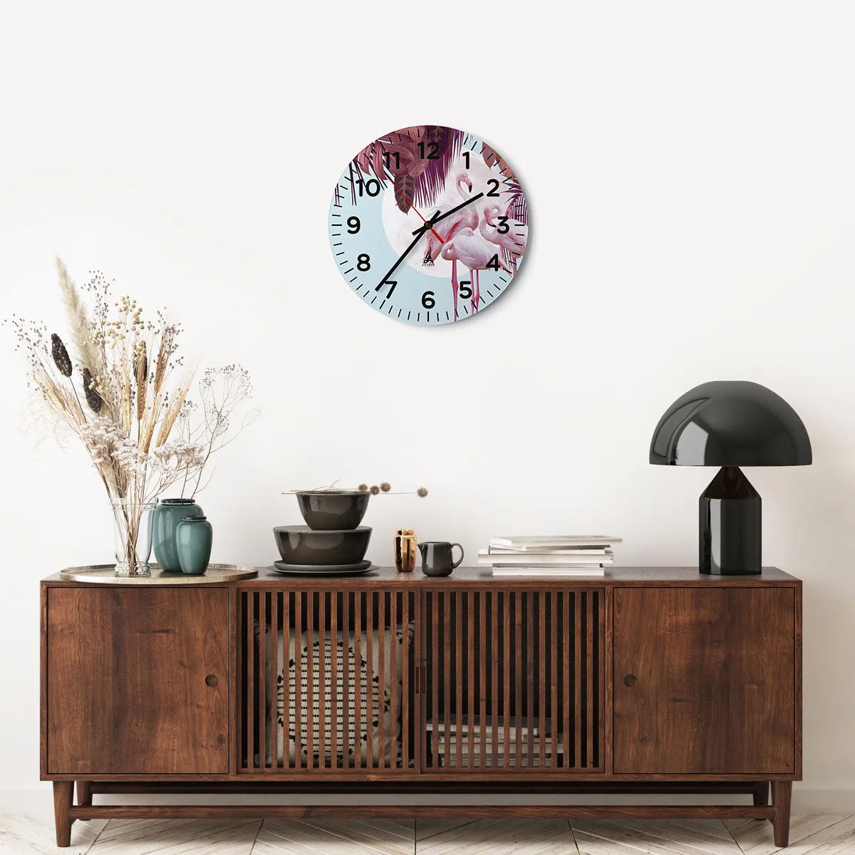 Relógio de parede - Relógio em vidro - Três graças de pássaros - 40x40 cm