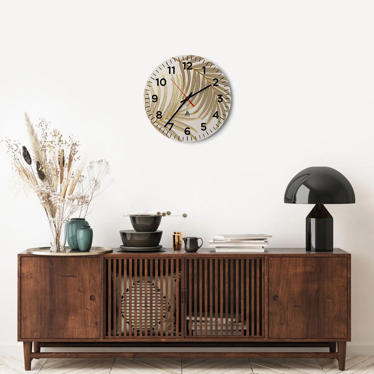 Reloj de pared - Reloj de vidrio - Palma de Oro - 40x40 cm