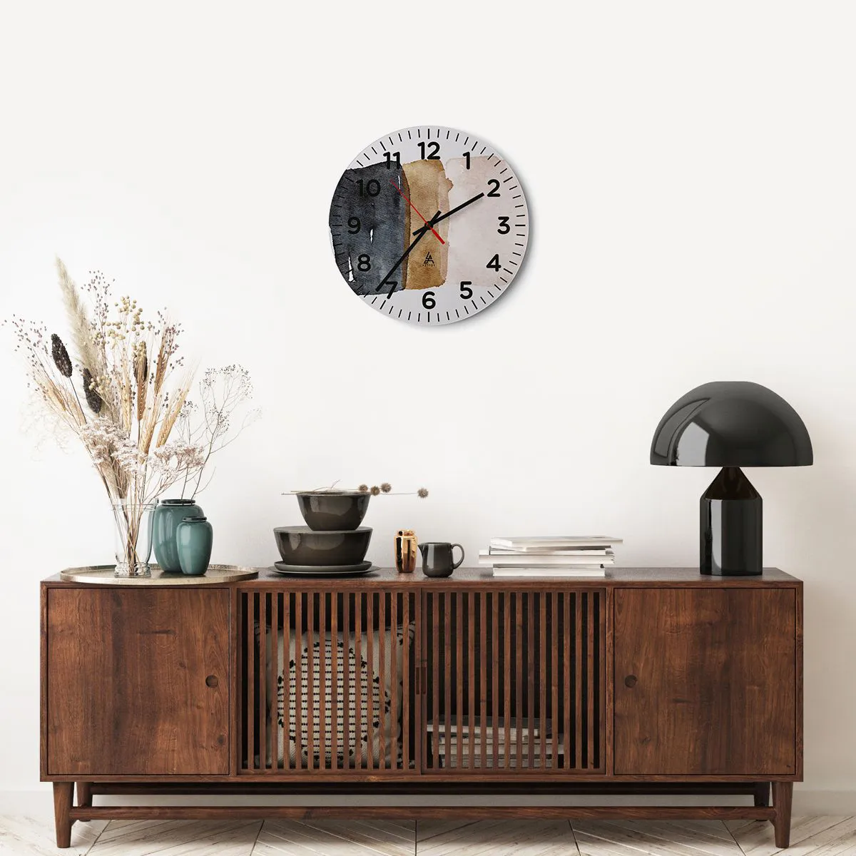 Ceas de perete - Ceas pe sticlă - Compoziția culorilor pământului - 40x40 cm