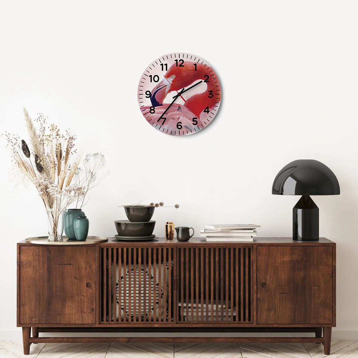 Wall clock - Clock on glass - Bird Look - 40x40 cm