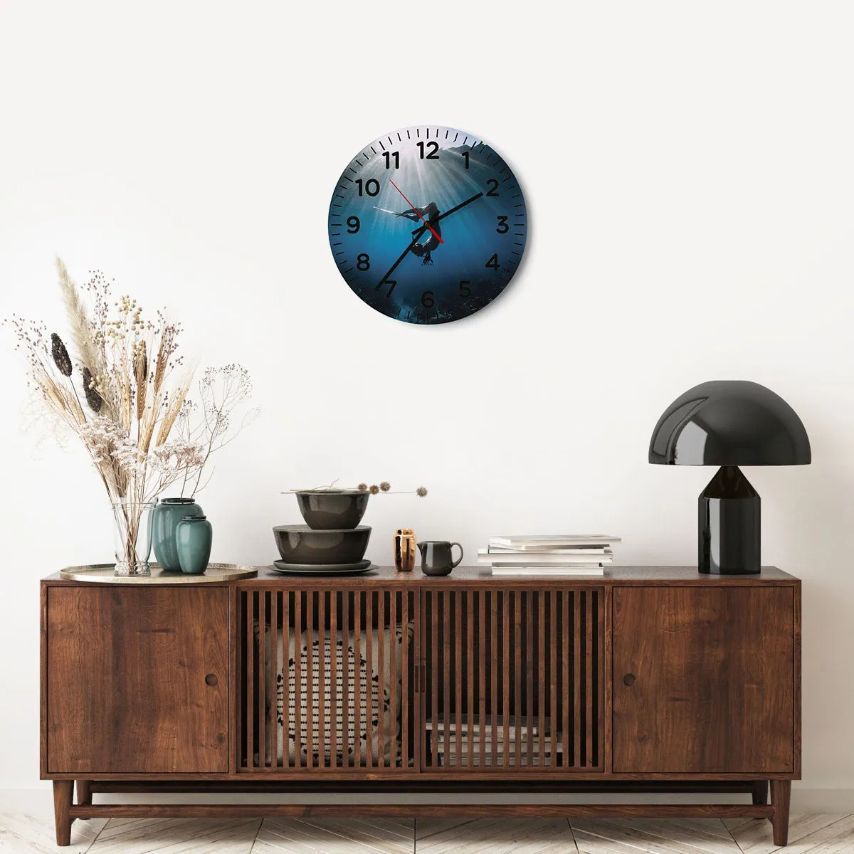 Wanduhr - Glasuhr - Tanz unter Wasser - 40x40 cm