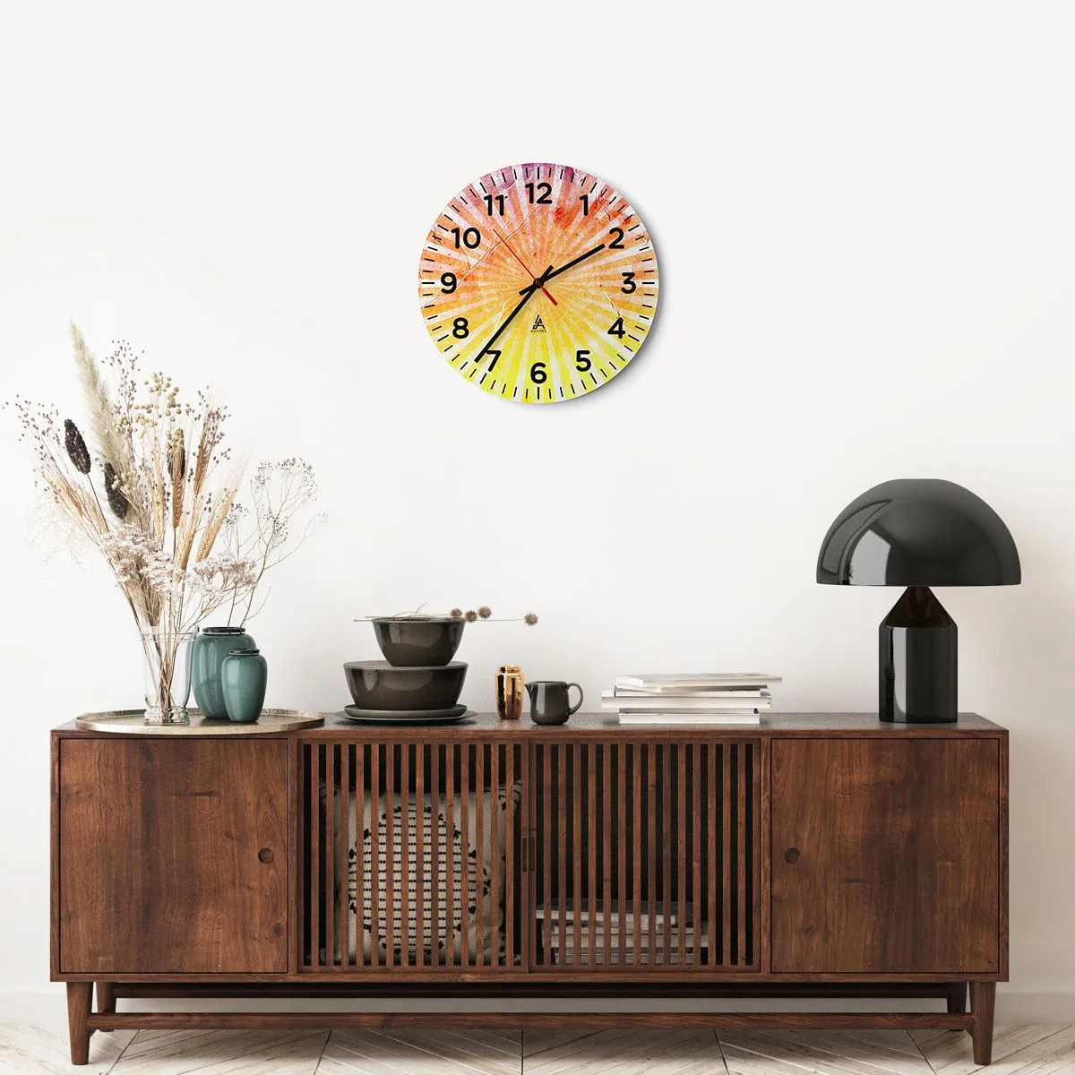 Relógio de parede - Relógio em vidro - Nasceres e entardeceres - 40x40 cm