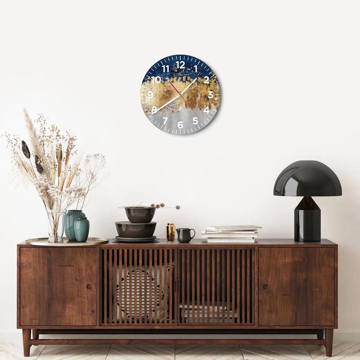 Wanduhr - Glasuhr - Moderne Komposition mit Glanz - 40x40 cm