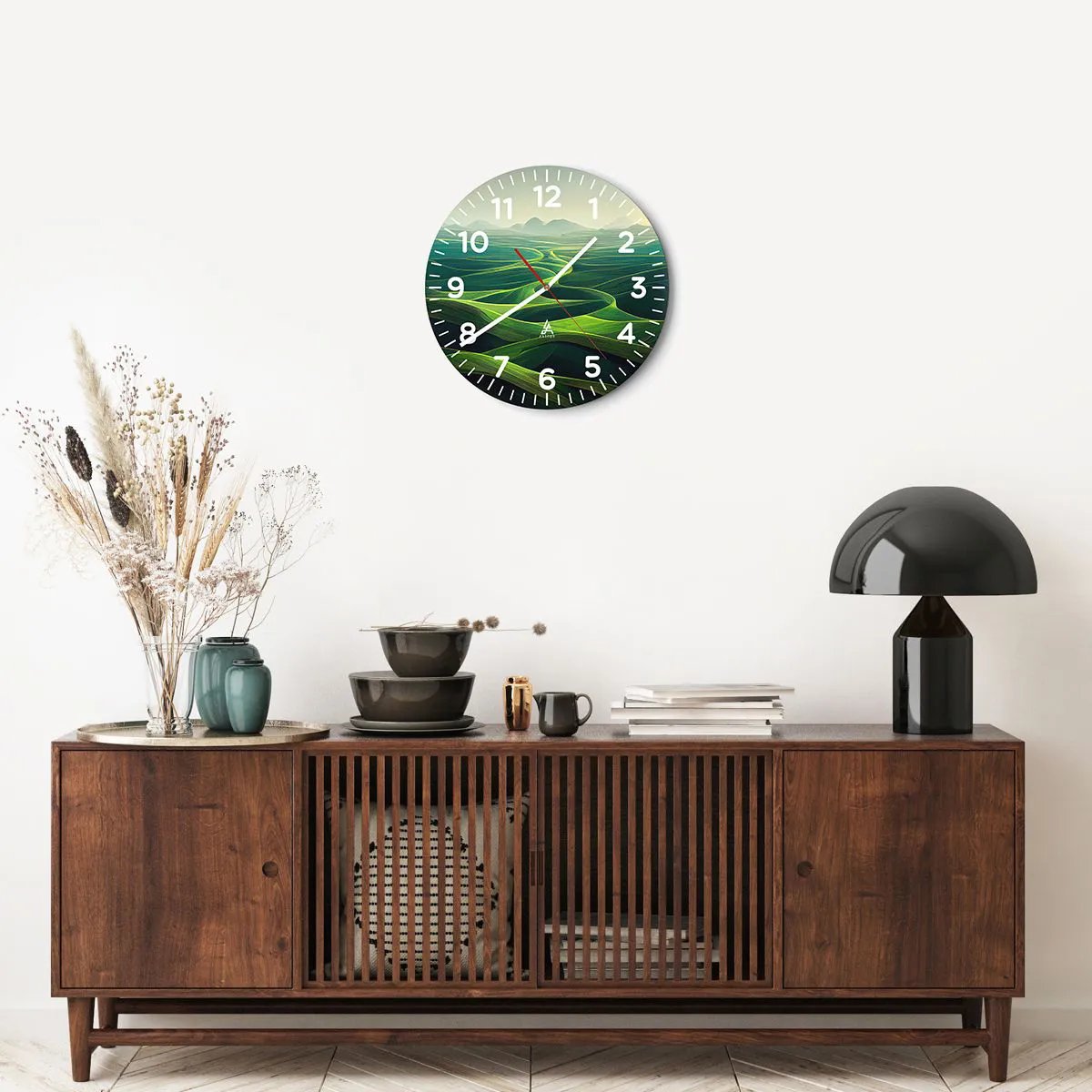 Zegar ścienny - W zielonych dolinach - 40x40 cm