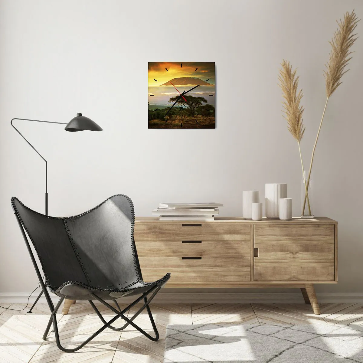 Ceas de perete - Ceas pe sticlă - Visul unui călător - 30x30 cm