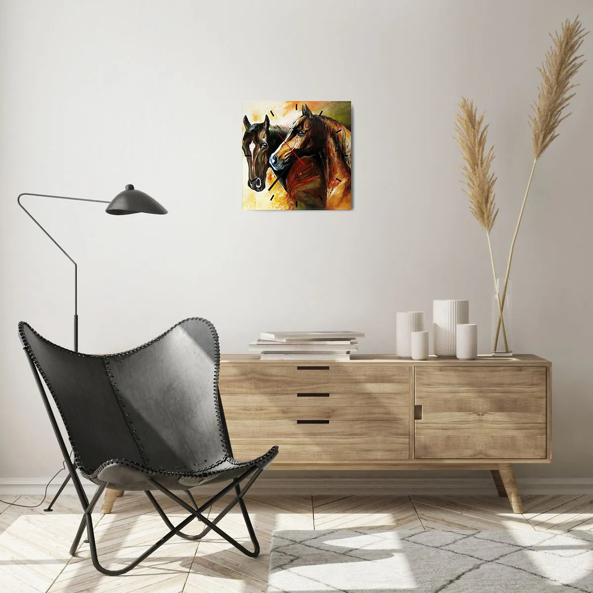 Wall clock - Clock on glass - Twice More Charm - 30x30 cm