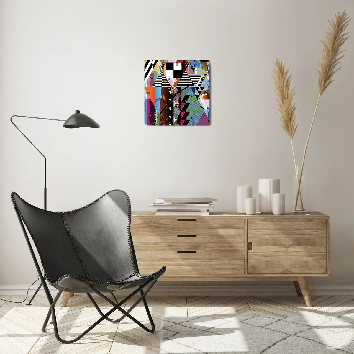 Relógio de parede - Relógio em vidro - Geométrica e organicamente - 30x30 cm