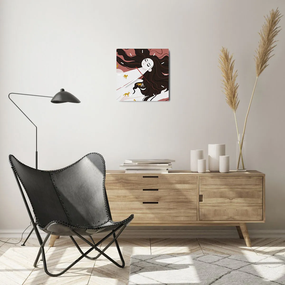 Ceas de perete - Ceas pe sticlă - Visul despre calul de aur - 30x30 cm