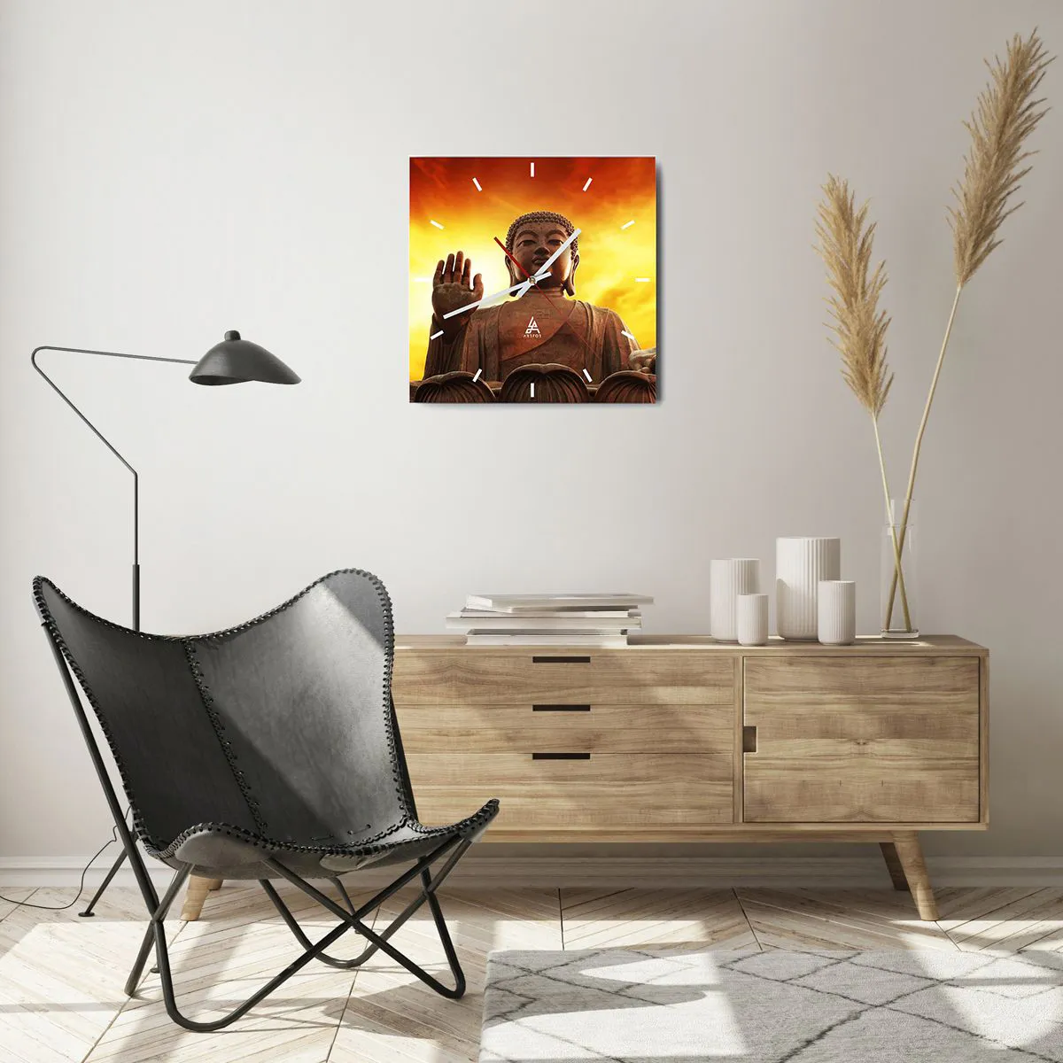 Ceas de perete - Ceas pe sticlă - Pacea lumii - 40x40 cm