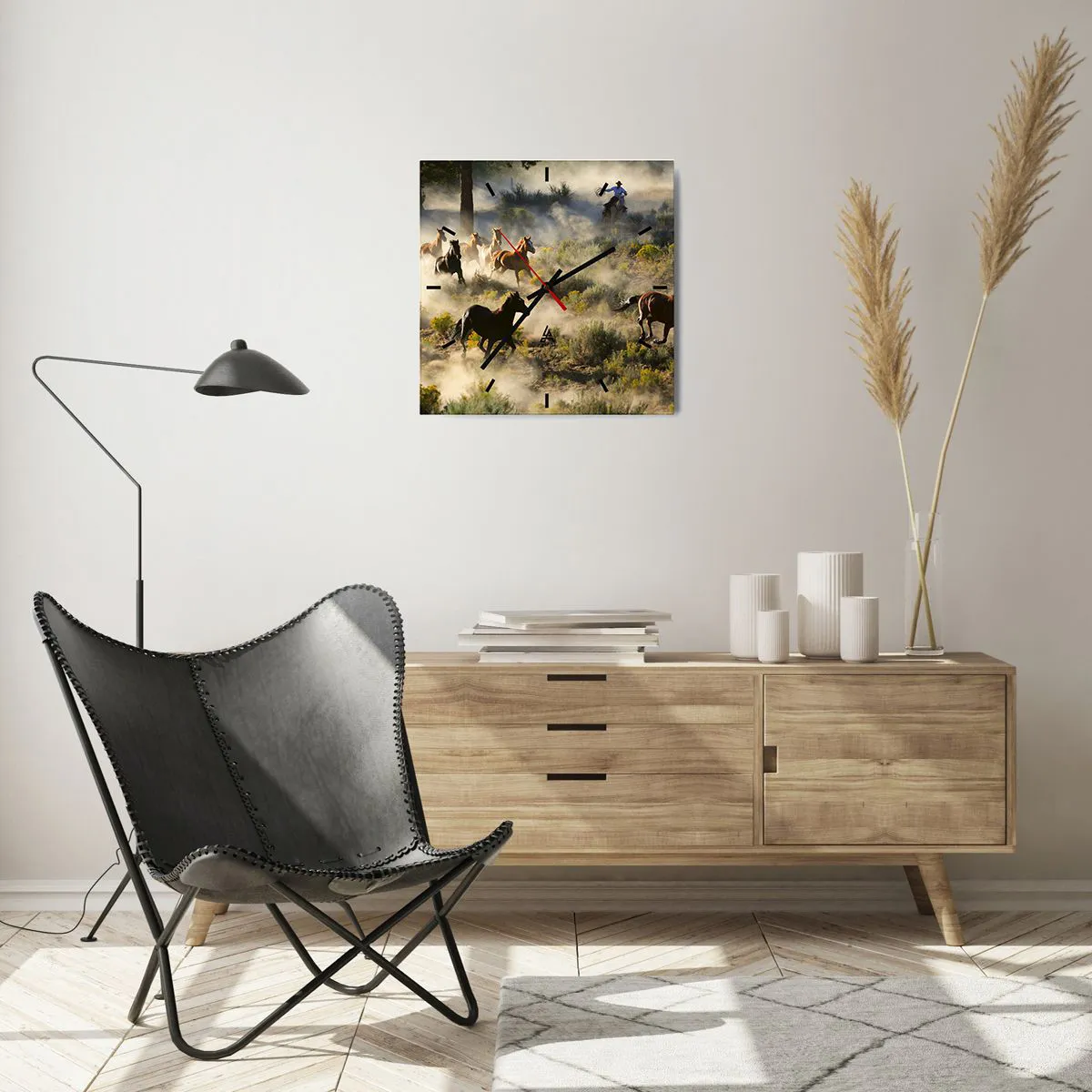 Ceas de perete - Ceas pe sticlă - Rivalitatea - libertate sau putere masculină? - 40x40 cm