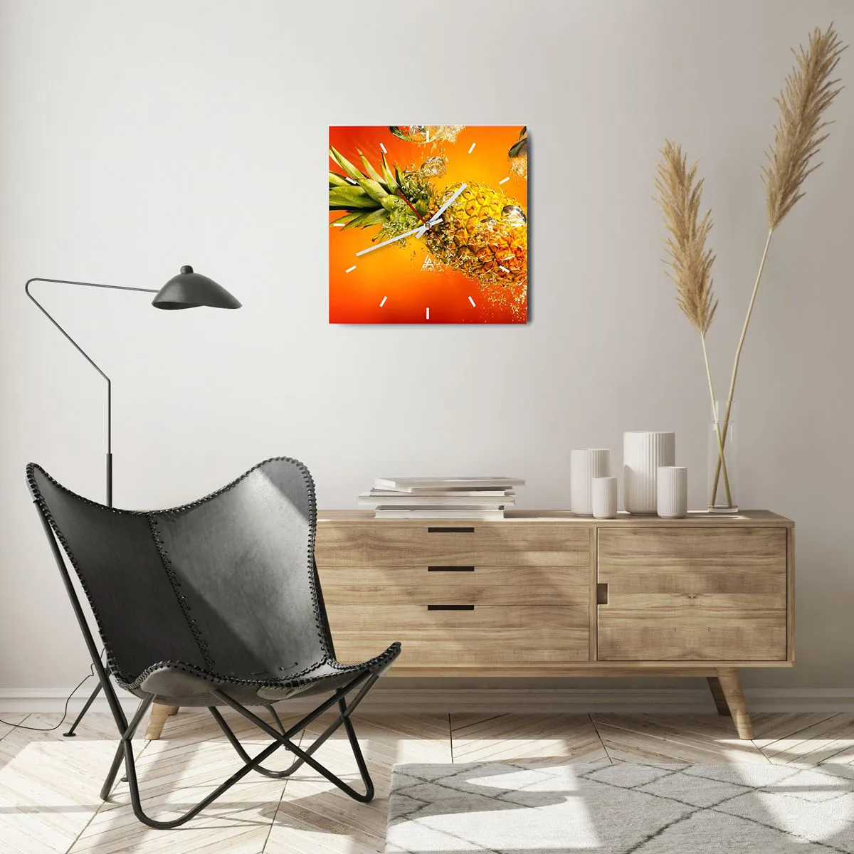 Reloj de pared - Reloj de vidrio - Jugosa frescura tropical - 40x40 cm