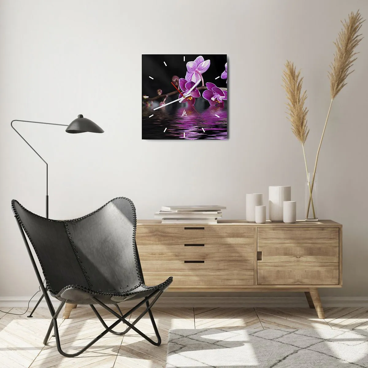 Falióra, Óra - Lila a szépség tükörképe - 40x40 cm