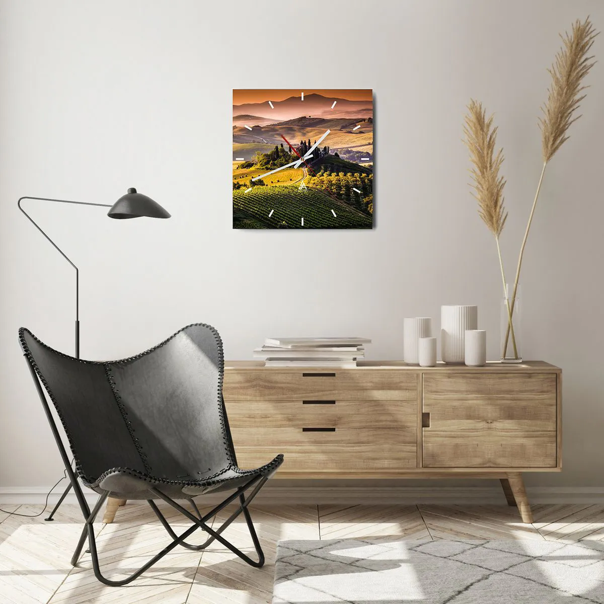 Orologio da parete - Orologio in Vetro - Arcadia: paesaggio toscano - 40x40 cm