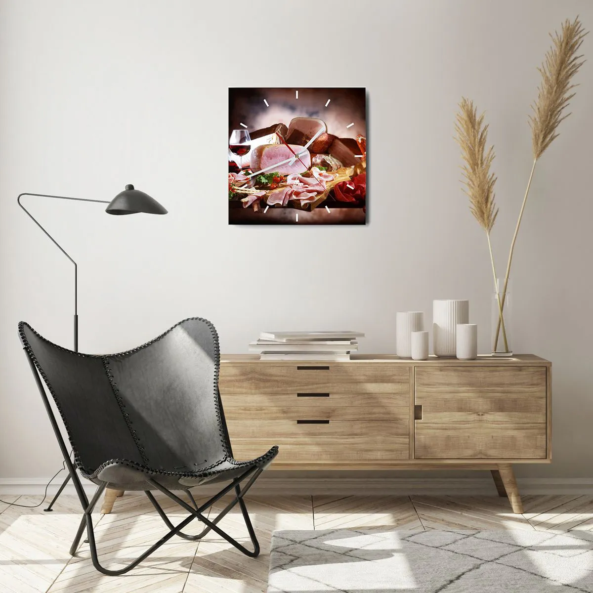 Relógio de parede - Relógio em vidro - Um sonho culinário com uma jarra - 40x40 cm