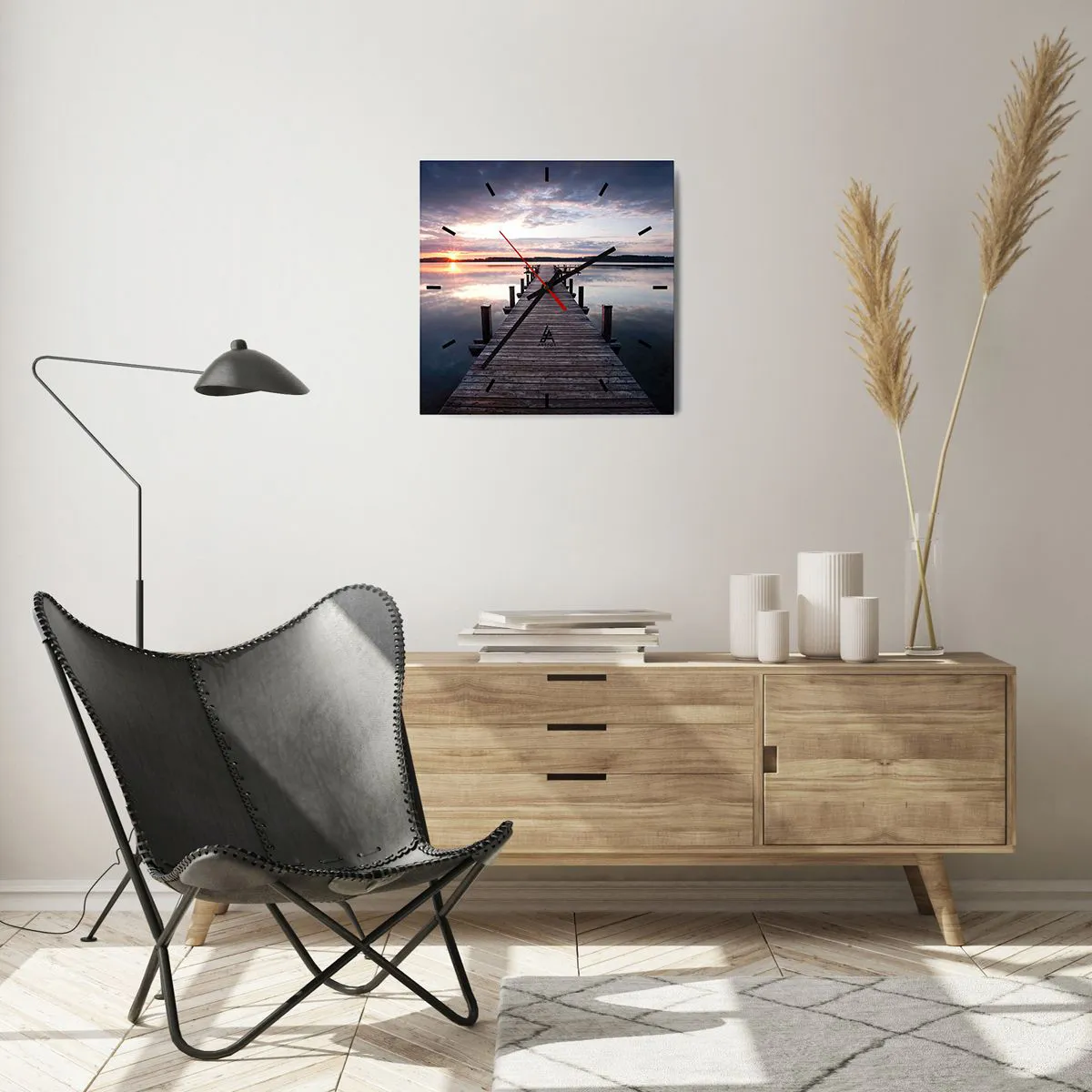 Ceas de perete - Ceas pe sticlă - Granița tăcută dintre zi și noapte - 40x40 cm