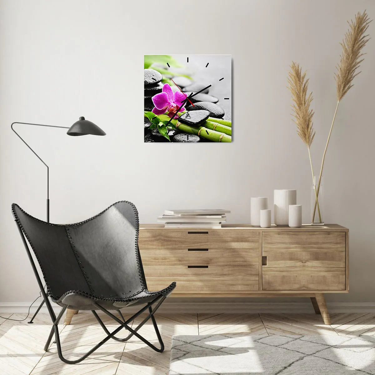 Ceas de perete - Ceas pe sticlă - Într-un echilibru pașnic - 40x40 cm