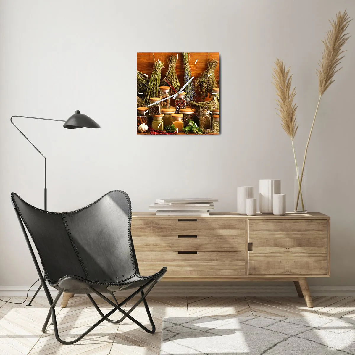 Ceas de perete - Ceas pe sticlă - Vrăjitorie de bucătărie - 40x40 cm