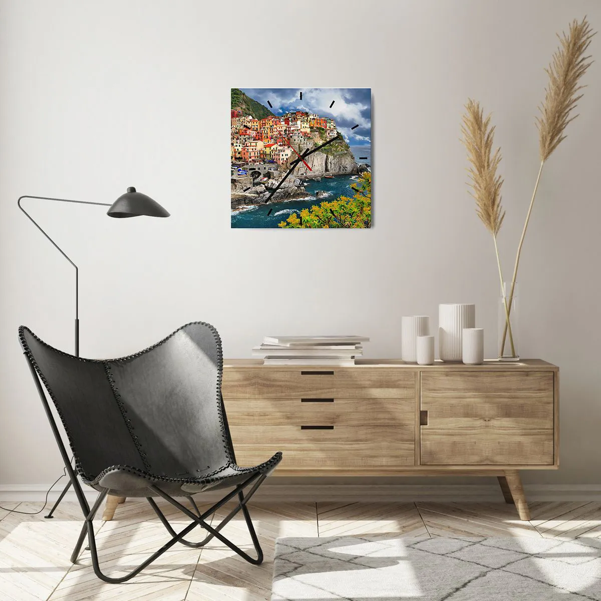 Wanduhr - Glasuhr - Eine Gruppe umarmt die Felsen - 40x40 cm