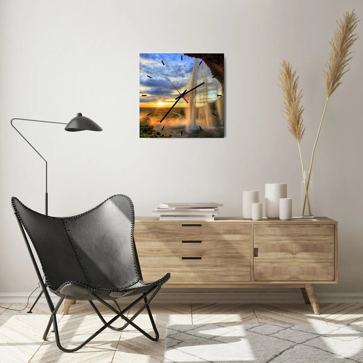 Wanduhr - Glasuhr - Die Welt hinter einem Schleier aus Tropfen - 40x40 cm