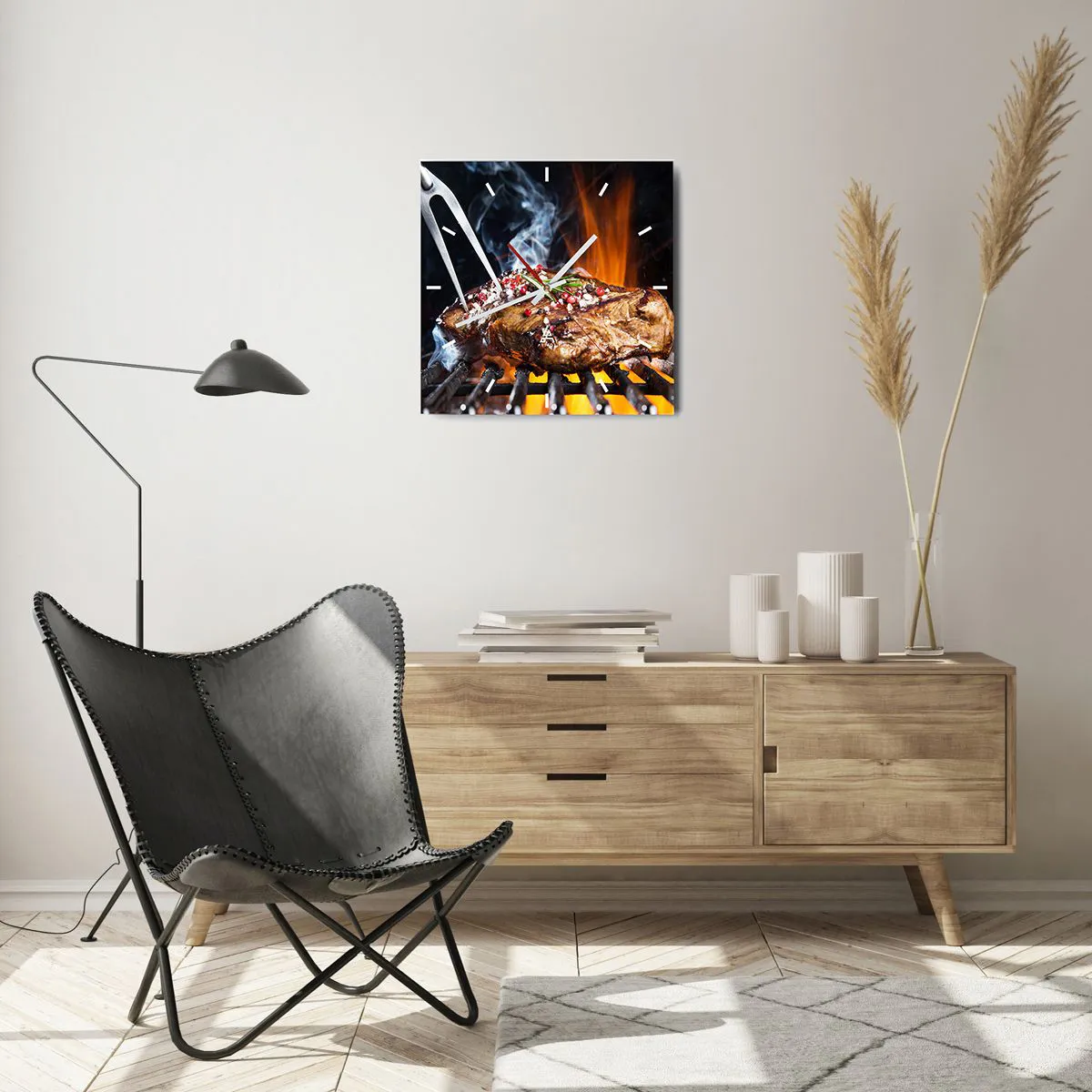 Ceas de perete - Ceas pe sticlă - Suculente și parfumate - 40x40 cm