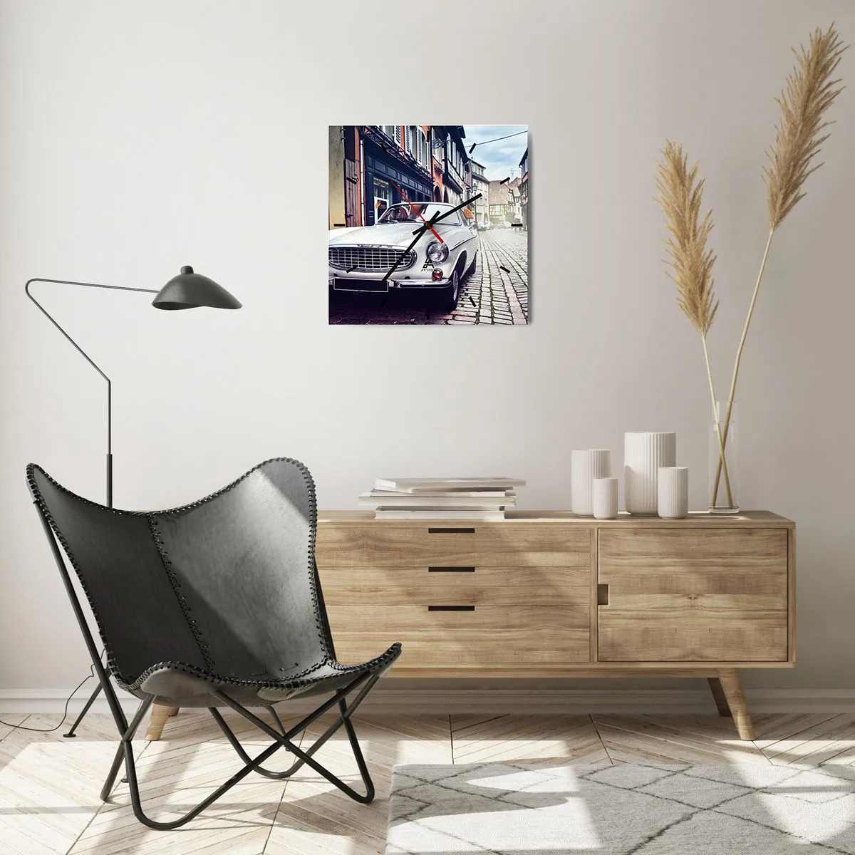 Zegar ścienny - Przeszłość to dziś - 40x40 cm