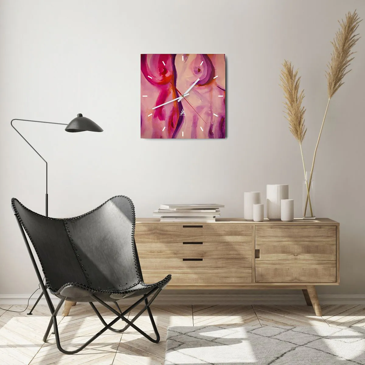 Wanduhr - Glasuhr - Ode an die Weiblichkeit - 40x40 cm