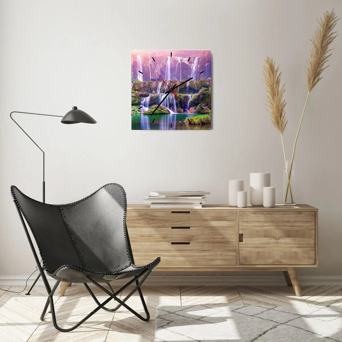 Wanduhr - Glasuhr - Treppe zum Himmel - 40x40 cm