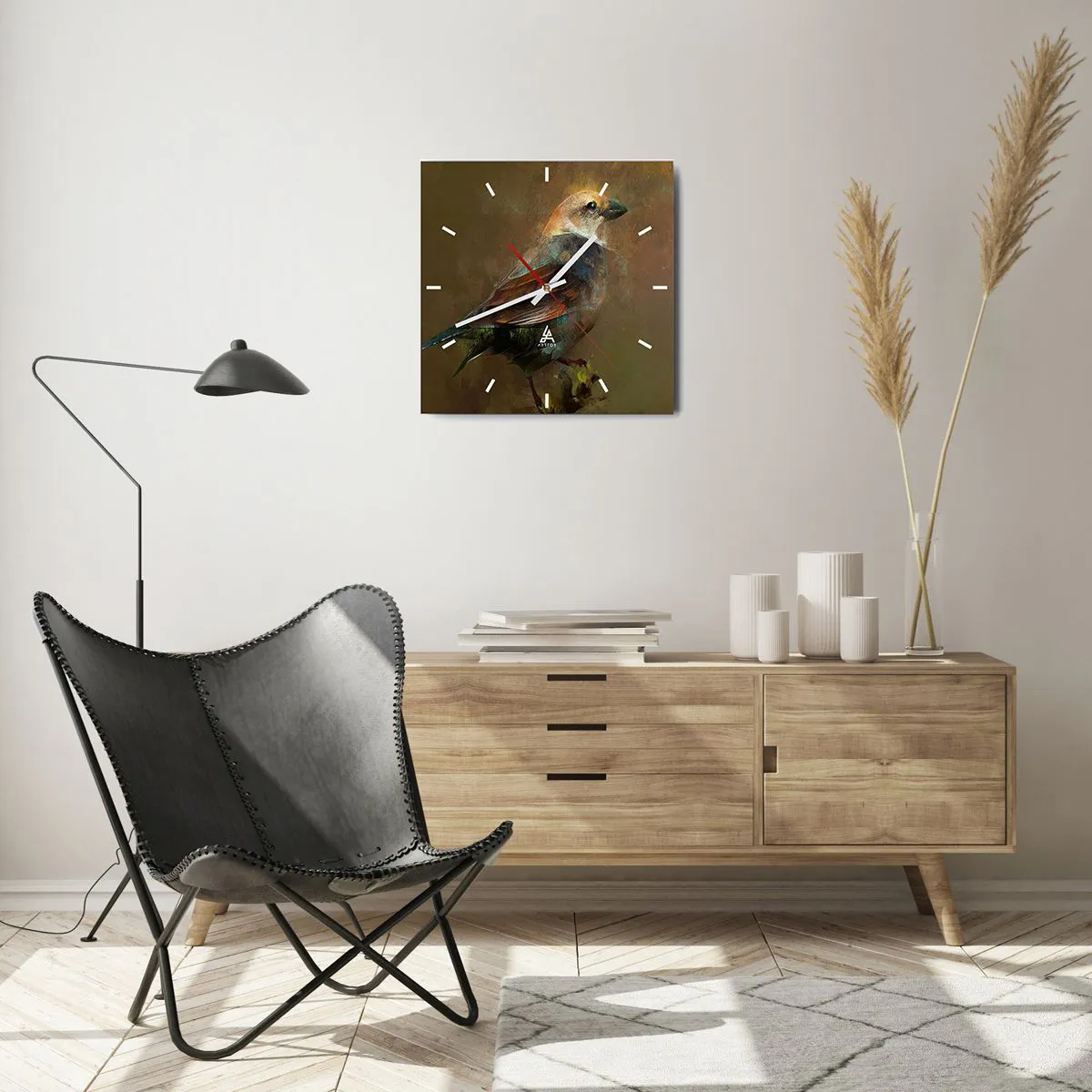 Orologio da parete - Orologio in Vetro - Passerotto, piccolo uccellino - 40x40 cm