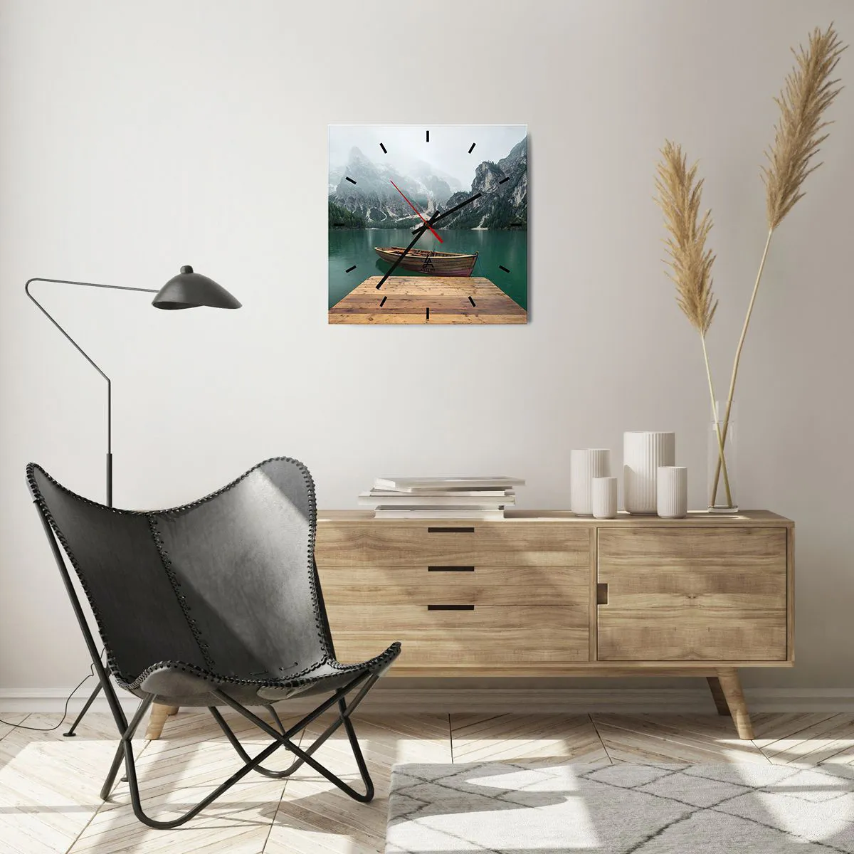 Wall clock - Clock on glass - Boat Found Solitude - 40x40 cm