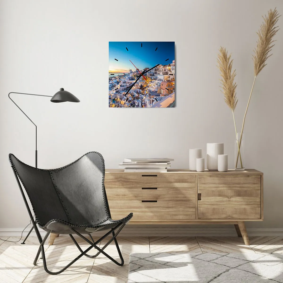 Wanduhr - Glasuhr - Die Essenz des Griechischen - 40x40 cm