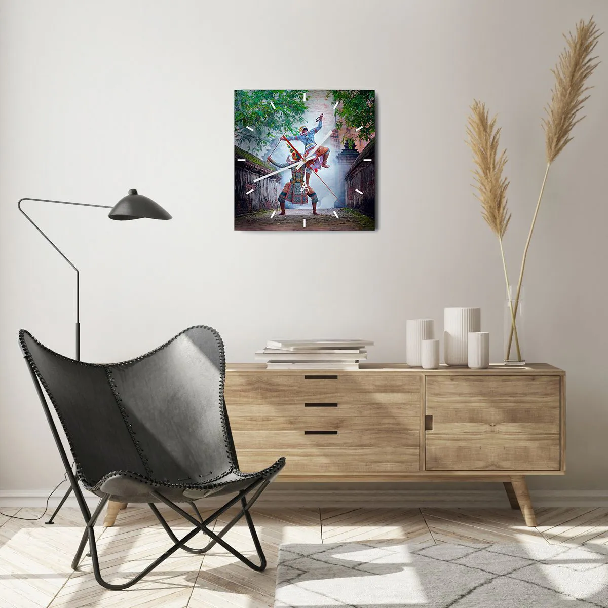 Väggklocka - Klocka på glas - Dödligt vacker dans - 40x40 cm