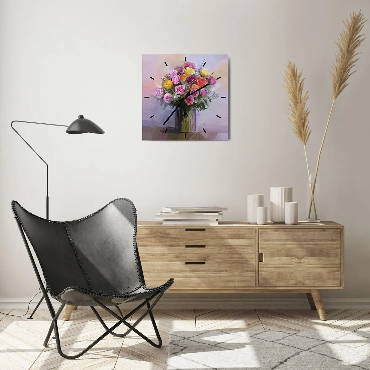 Relógio de parede - Relógio em vidro - Beleza retida - 40x40 cm