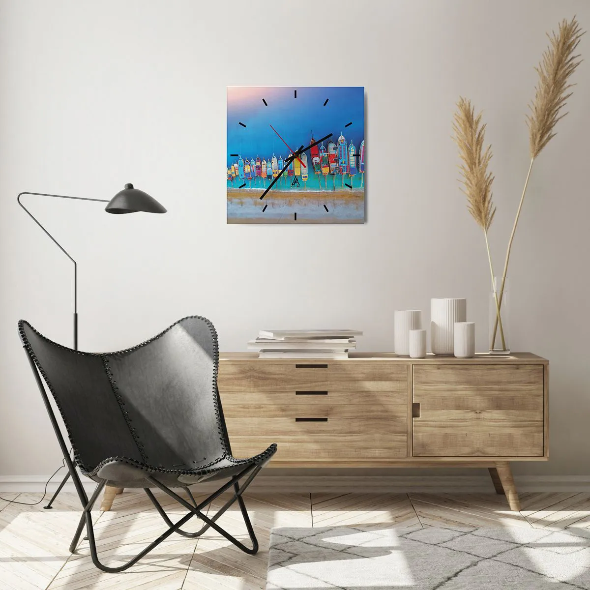 Ceas de perete - Ceas pe sticlă - Din perspectiva unei păsări - 40x40 cm