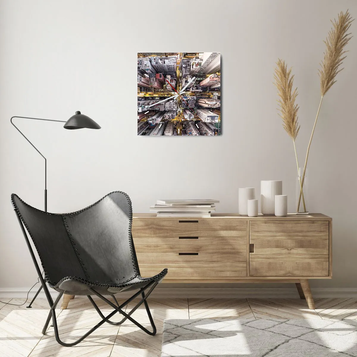 Wall clock - Clock on glass - Greetings from Hong Kong - 40x40 cm