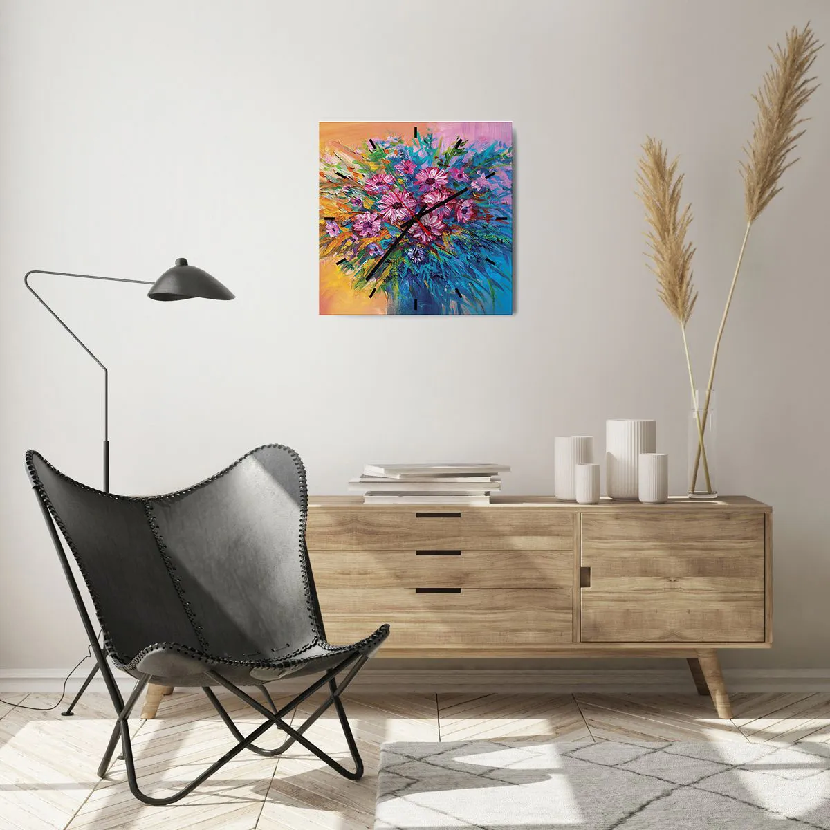 Wall clock - Clock on glass - Energy of Life - 40x40 cm