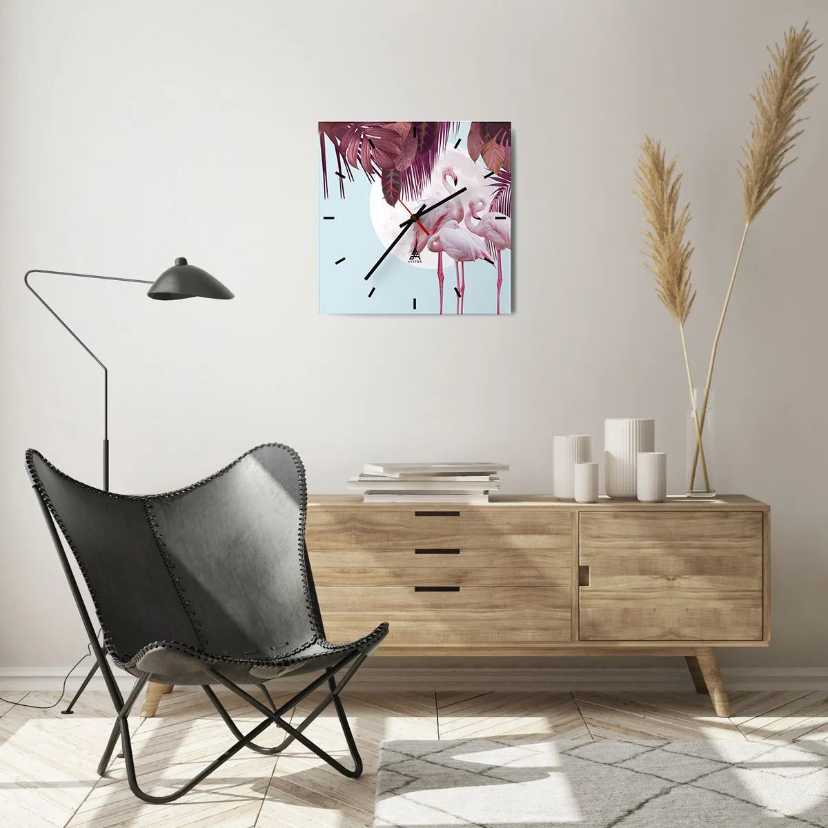 Nástenné hodiny - Tri vtáčie grácie - 40x40 cm