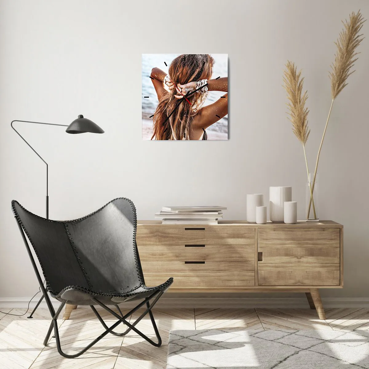 Ceas de perete - Ceas pe sticlă - Sora apei și a soarelui - 40x40 cm