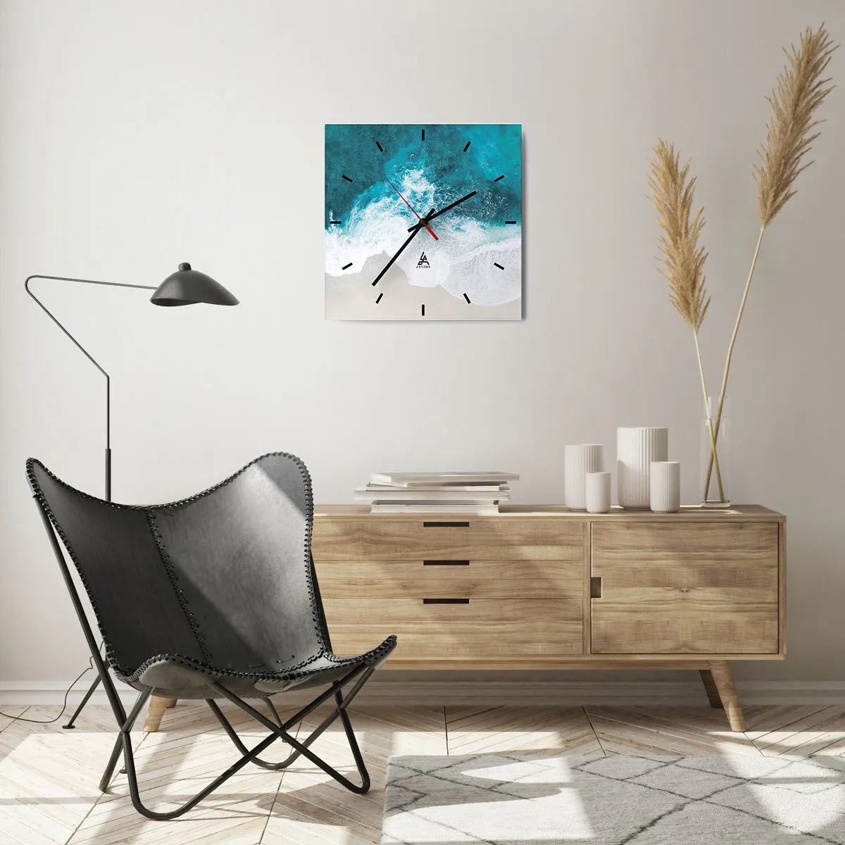 Wanduhr - Glasuhr - Natürliche Liebkosung - 40x40 cm