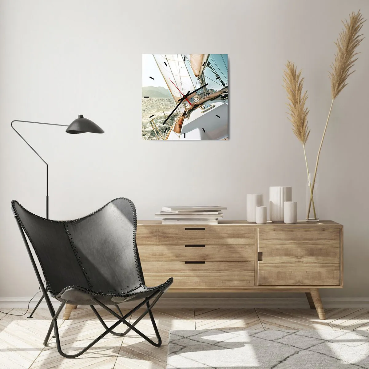 Wanduhr - Glasuhr - Unter vollen Segeln - 40x40 cm